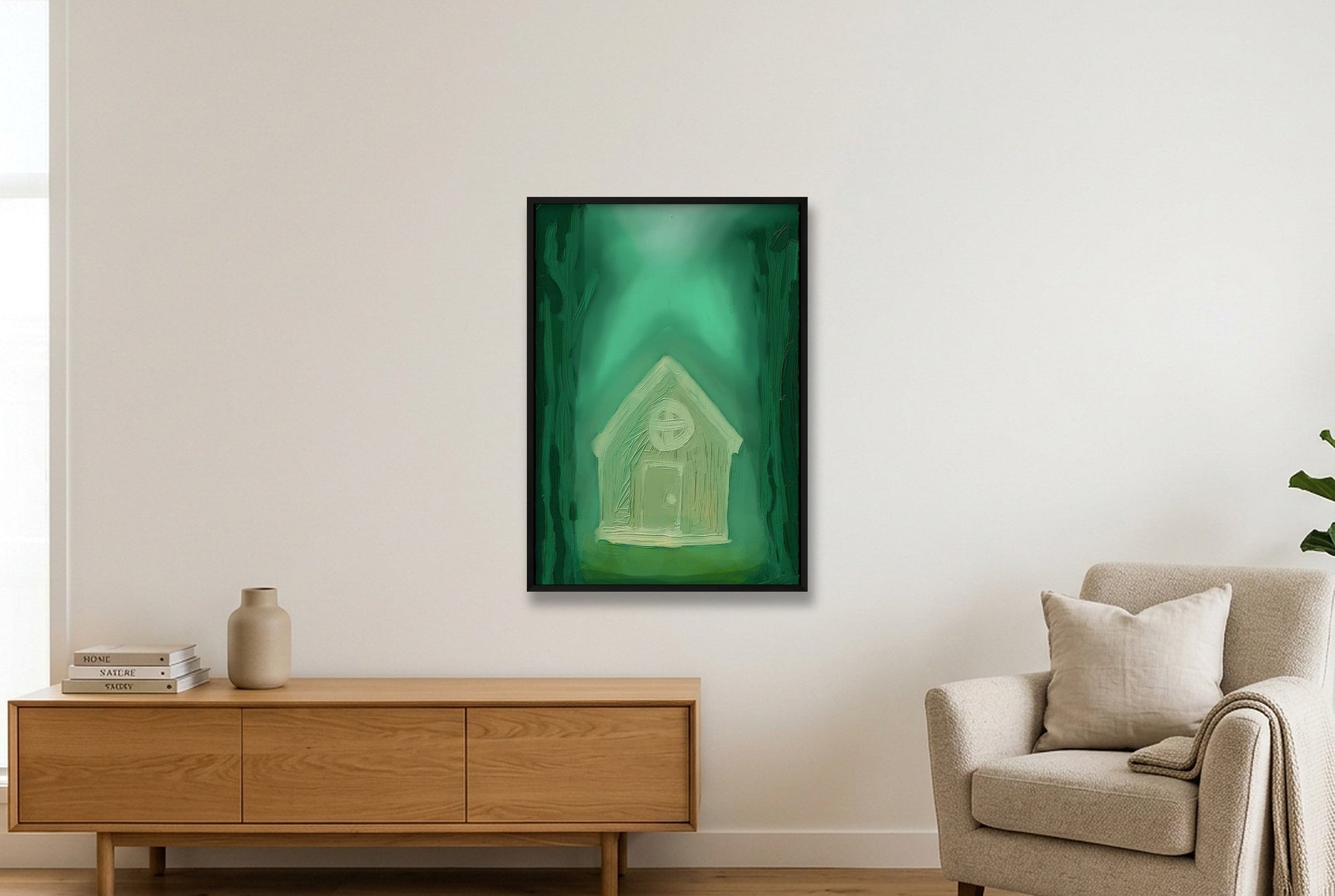 The Glowing House — 70×100cm, 28×39" Black Frame